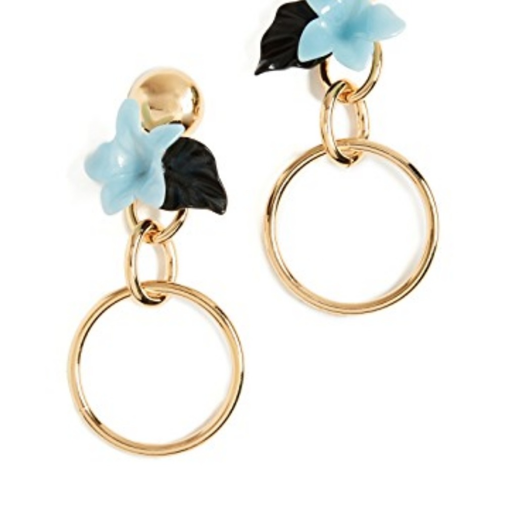 Lele Sadoughi Blue Golden Hibiscus Hoop Earrings - Picture 4 of 4